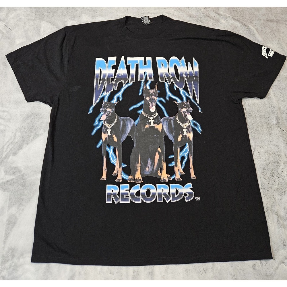 Death Row Records Men's Doberman Lightning Graphic T-Shirt Black Size 3XL